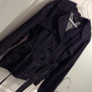 Jean jacket with tie waist