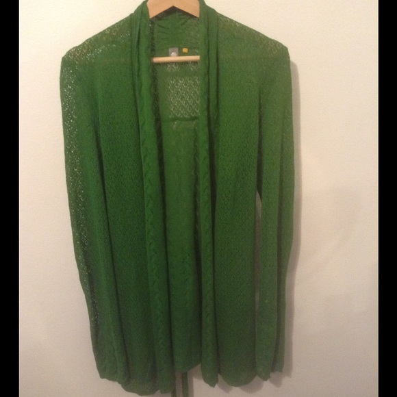 Knitted and Knotted Stunning Green Tie Waist Cardi