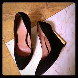 Black ladies dressy wedge shoes