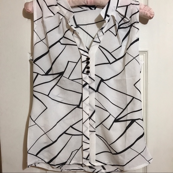 Sleeveless White & Black Shell, Sz S - Never Worn