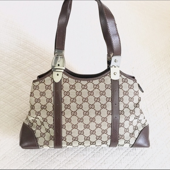 Leather & Canvas Print Purse