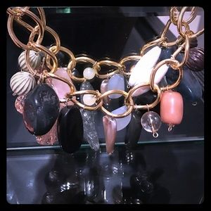 Gold chain necklace with "rock" beads