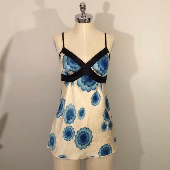 Trina Turk silk blue watercolor floral cami.