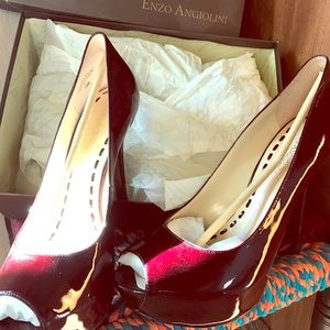 Merlot Enzo Anglioni Sz 10 open-toe heels NIB