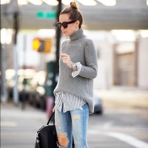Grey striped button down shirt