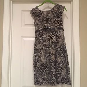Animal print dress with belt