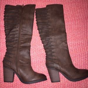 Brown Knee High Heeled Boots