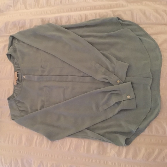 LOFT Mint Green Button Up Blouse - M
