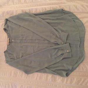 LOFT Mint Green Button Up Blouse - M