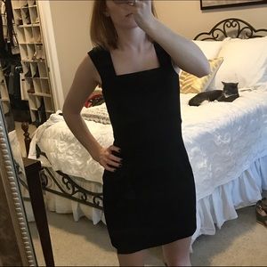 Express Ruffle Front Black Dress