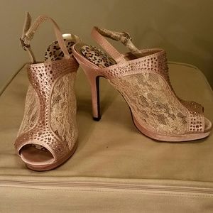 Nude Lace High Heels
