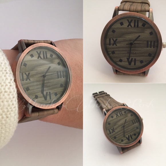 Brown Retro Roman Numeral Wood Grain Wristwatch