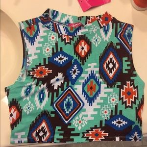 Tribal crop tank top
