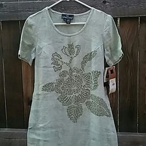 Carole little stencil cotton dress sz S 6 green..t