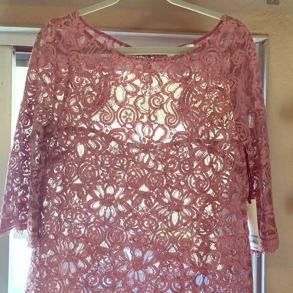 BB Dakota Nude Pink Eyelash Lace Top Sz L