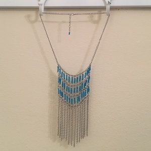 Boho silver and turquoise necklace
