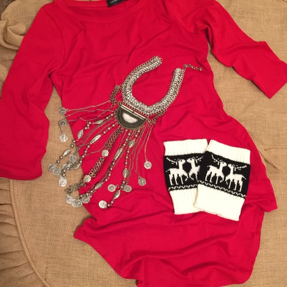 SOLD OUT 3/4 Sleeve Bodycon Holiday Tunic Dress - Picture 4 of 4