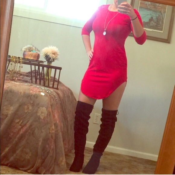 SOLD OUT 3/4 Sleeve Bodycon Holiday Tunic Dress - Picture 2 of 4