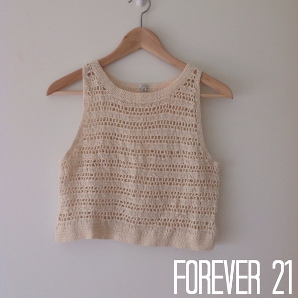 Cream Crochet Crop Tank