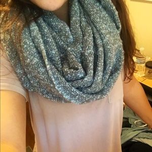 Blue and grey winter infinity scarf
