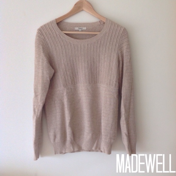 Tan Sweater with Stripe Details