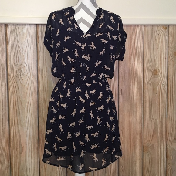 Horsey print sheer polyester dress (non smoker!)