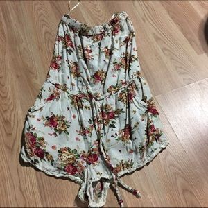 Angie floral strapless romper