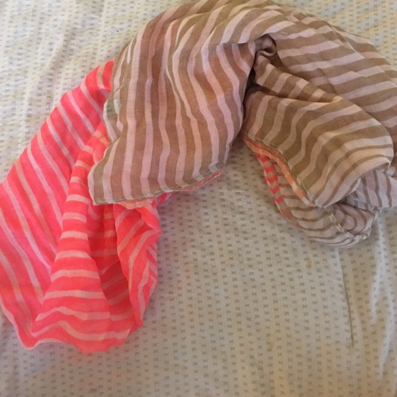Light infinity scarf (tan and hot pink stripped.)