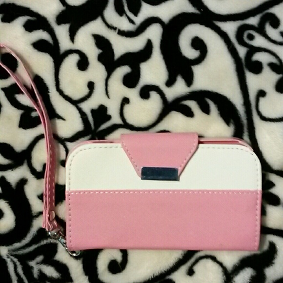 Pink cell phone case and bag with strap
