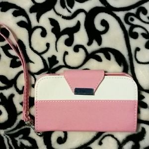 Pink cell phone case and bag with strap