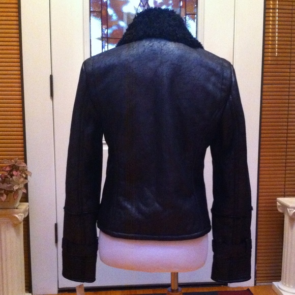 Kenneth Cole faux suede shearling moto jacket - Picture 3 of 3