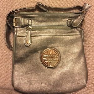 Pewter cross body handbag
