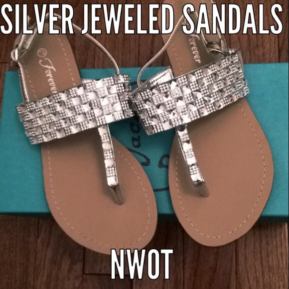 NWOT Silver Studded Sandals
