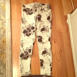Floral jeans stretch skinny