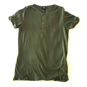 H&m Olive Green Shirt with Henley collar small