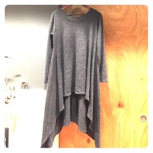 Etsy Drape Hi-Lo Boat-Neck Sweater Dress Gray Med