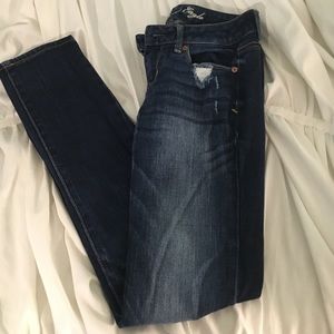 American Eagle 00 skinny jeans distressed