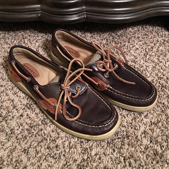 Sperry Topsider Boat Shoes Brown Leather Sz 6.5