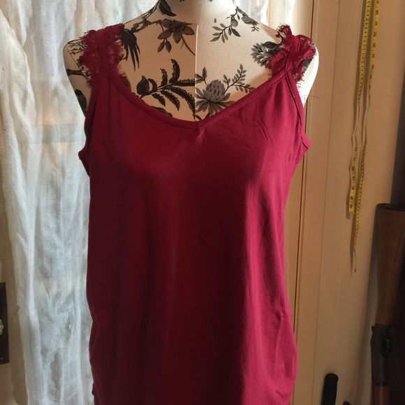 Tops - Sleeveless Tank with lace on straps.