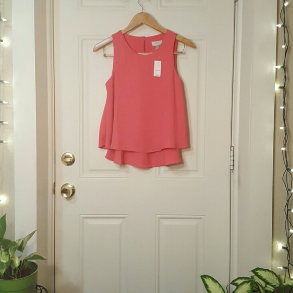 NWT Cute LOFT Pink Layered Swing Top. Sz. S Petite