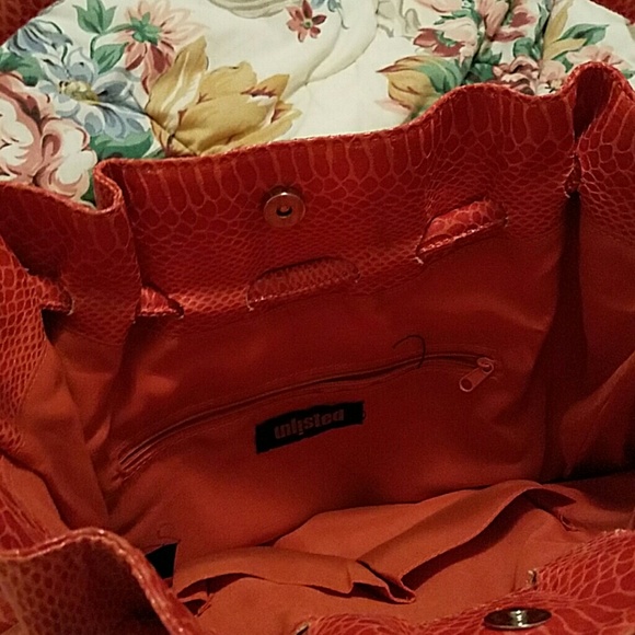 Donated - Orange Faux Snakeskin Tote - Picture 3 of 4