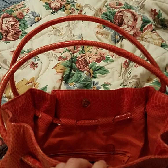 Donated - Orange Faux Snakeskin Tote - Picture 4 of 4