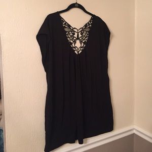 Black lace back top