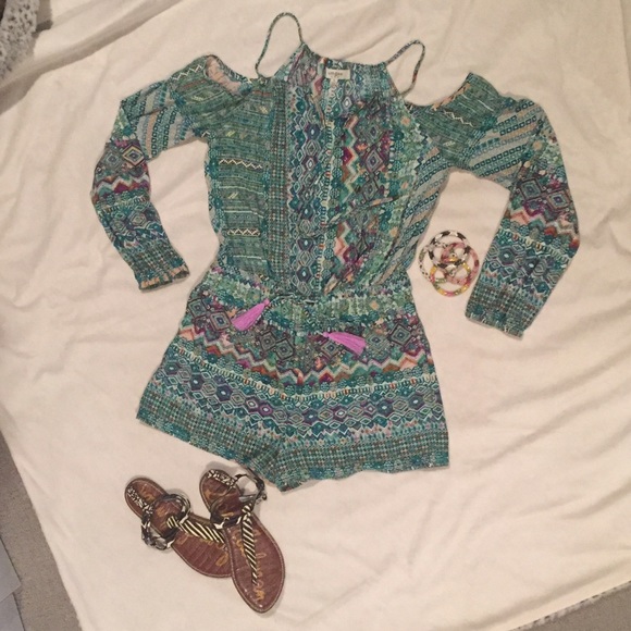 Pants - 🌞Green & purple Umgee romper like free people