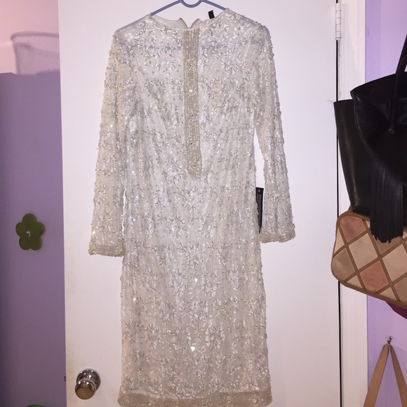 Topshop Dresses & Skirts - Topshop white silver beaded jeweled dress
