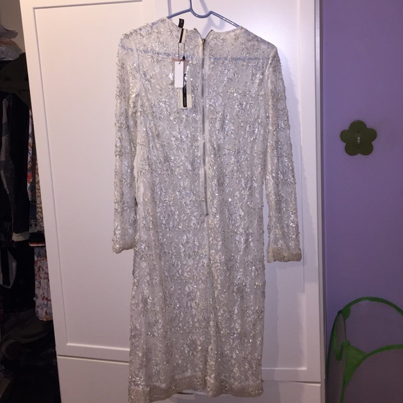 Topshop white silver beaded jeweled dress - Picture 3 of 4