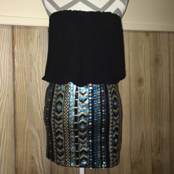Strapless black & sequin dress (non-smoker!)