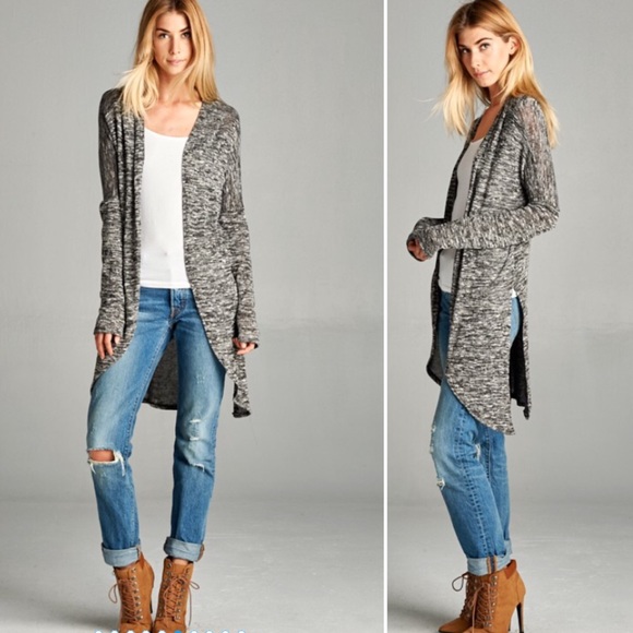 🚫Sold out Small Long Cardigan with side slits - Picture 2 of 3