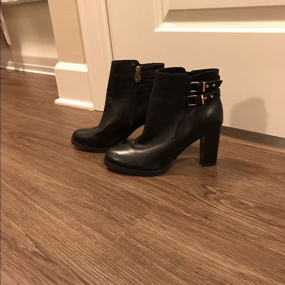 C Wonder black Bootie with gold buckles