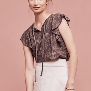 Anthropologie Hiche top, olive green, M.